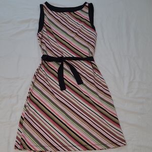 My Michelle Black and Pink Striped Midi Dress Ssize